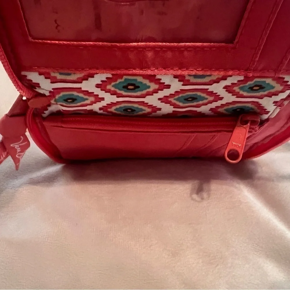 VERA BRADLEY Call Me Coral Carry It All Wristlet Wallet 2 Ways Lippies Case